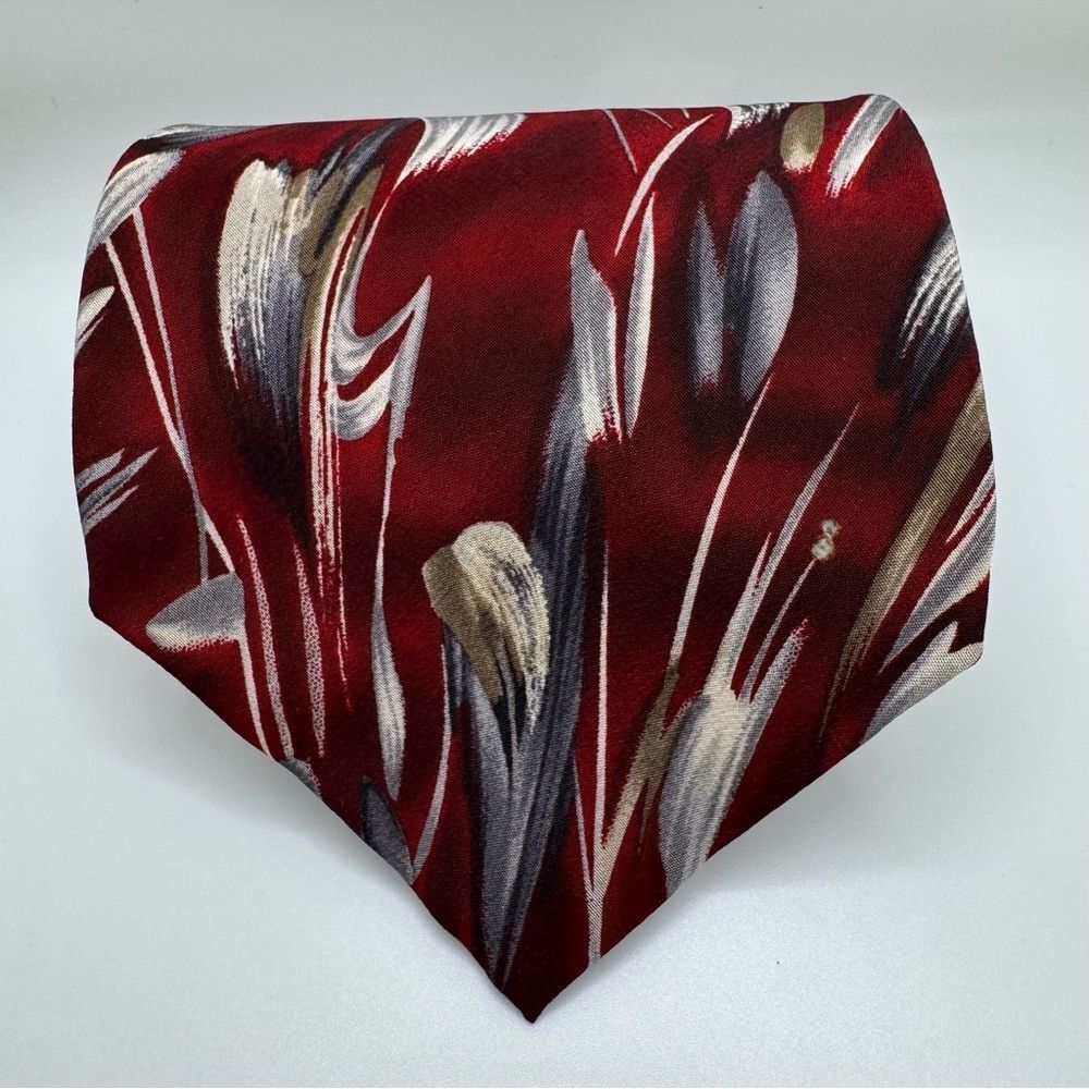 Pierre Cardin Silk Red, tan and Gray Tie